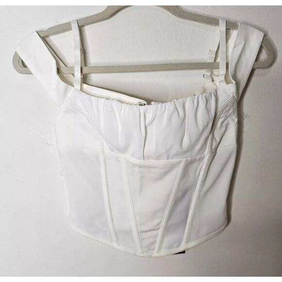 NWT I.Am.Gia. White Bridget Off The Shoulder Corset Boning Top Back Zip S - Picture 2 of 9
